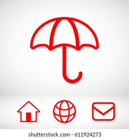 Umbrella vector icon. Rain protection symbol. Flat design style