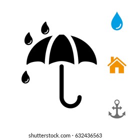 Umbrella vector icon. Rain protection symbol. Flat design style