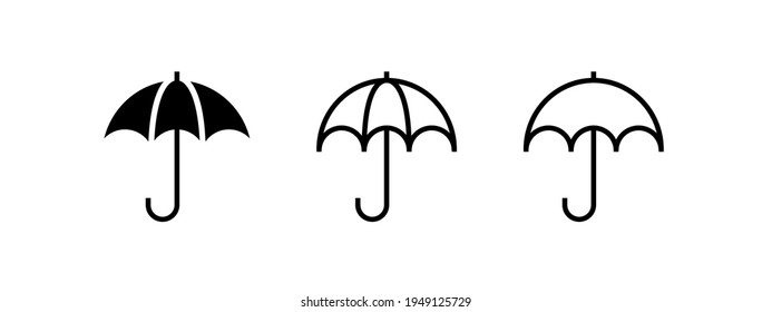 Conjunto de iconos del vector del paraguas. Colección de iconos de parasol. El concepto del tiempo. Signos de meteorología. Símbolos del clima lluvioso. Gráfico vectorial. EPS 10