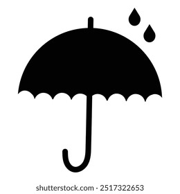 Umbrella vector icon. Silhouette of umbrella icon logo design isolated on white background. Open black umbrella icon. Protection from rainy weather. Vector illustration.