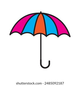 Vector de paraguas, ícono, silueta con gota de lluvia de trazo. Silueta del icono del paraguas para el logotipo, App del Sitio web, UI, diseño de UX. Icono de paraguas editable sobre fondo blanco. Ilustración vectorial.
