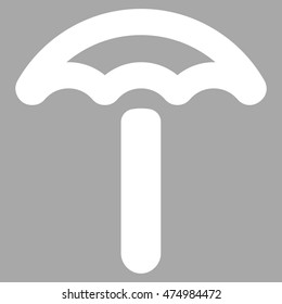 Umbrella vector icon. Style is stroke flat icon symbol, white color, silver background.