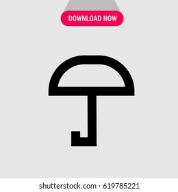 Umbrella Vector Icon, The symbol of umbrella with jandle. Simple, modern flat vector illustration for mobile app, website or desktop app 
