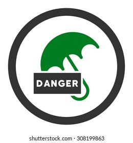 Umbrella vector icon. This flat rounded symbol uses green and gray colors and isolated on a white background.