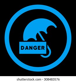 Umbrella vector icon. This flat rounded symbol uses blue color and isolated on a black background.