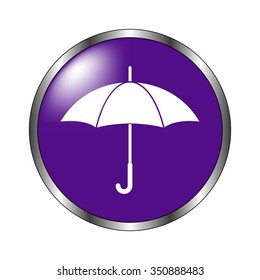 Umbrella - vector icon; violet button