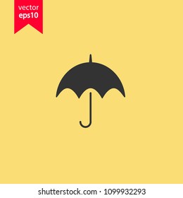 Umbrella vector icon. Yellow background. EPS 10 vector sign.