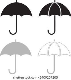 Iconos vectores de paraguas aislados en fondo blanco. Icono de vector negro simple parasol