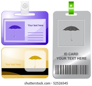 Umbrella. Vector id cards.