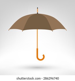 Umbrella vector illustration. Brown opened umbrella isolated on white background. Best for rain protection icon.