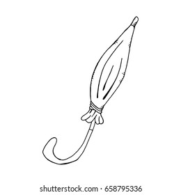 Umbrella. Vector illustration of a closed umbrella. Hand drawn umbrella.
