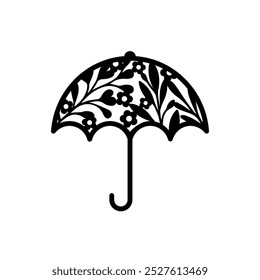 Umbrella  vector illustration with flowers and flowers on it. 