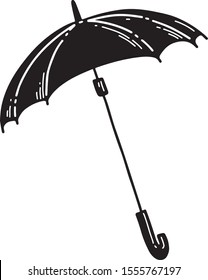 Umbrella. Vector illustration, hand drawn sketch, line art, isolated on white background. Flat design.