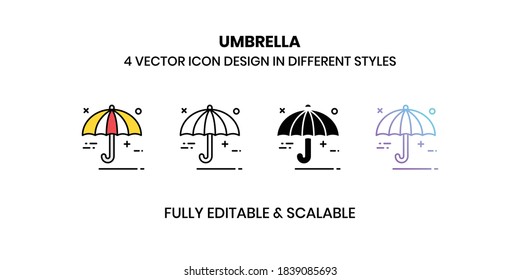 Umbrella Vector illustration icons in different style