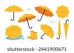 Umbrella vector illustration isolated on white background. Rainy season  design element in multicolor cartoon style.
