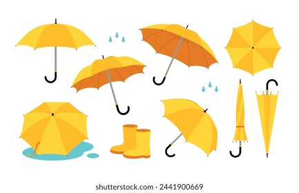 Umbrella vector illustration isolated on white background. Rainy season  design element in multicolor cartoon style.