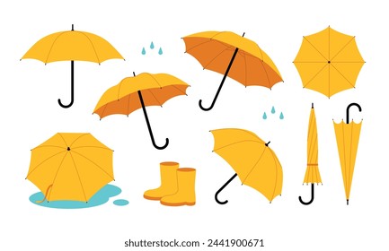 Umbrella vector illustration isolated on white background. Rainy season  design element in multicolor cartoon style.