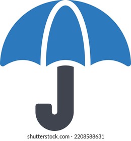 ilustración del vector paraguas sobre un fondo transparente. Símbolos de calidad superior. Iconos vectoriales de glifos para diseño de conceptos y gráficos.
