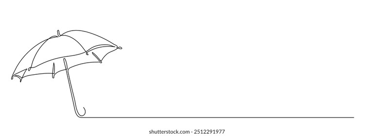 Umbrella vector illustration in one continuous editable line drawing style. Editable stroke