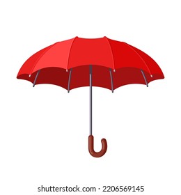 Ilustración del vector del paraguas. Paraguas rojos abiertos para protegerse de la lluvia en la temporada de otoño. Elegante accesorio de otoño. Ilustración del vector aislada en fondo blanco