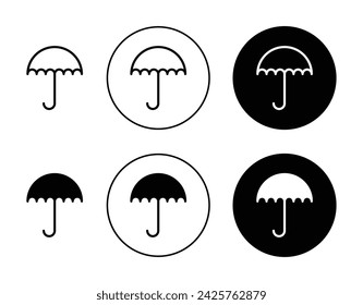 Umbrella Vector Illustration Set. Parasol Rain Protection Sign in Suitable for Apps and Websites UI Design Style.