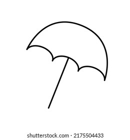 Umbrella vector illustration. Summer umbrella on the beach. Line icon of umbrella isolated on white background. 