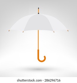 Umbrella vector illustration. White opened umbrella isolated on white background. Best for rain protection icon.