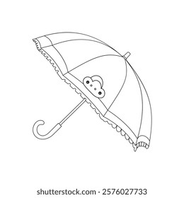 umbrella vector line art coloring page design black and white 