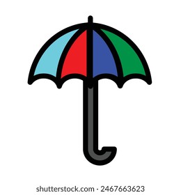 Umbrella Vector Line Filled Icon Design