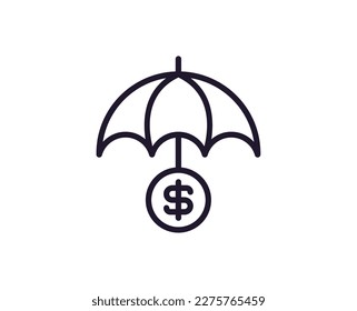 Umbrella vector line icon. Premium quality logo for web sites, design, online shops, companies, books, advertisements. Black outline pictogram isolated on white background 