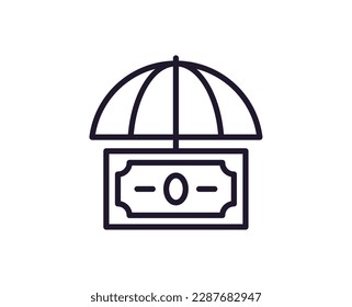 Umbrella vector line icon. Premium quality logo for web sites, design, online shops, companies, books, advertisements. Black outline pictogram isolated on white background 