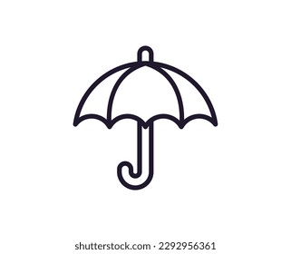 Umbrella vector line icon. Premium quality logo for web sites, design, online shops, companies, books, advertisements. Black outline pictogram isolated on white background 