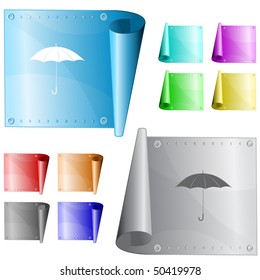 Umbrella. Vector metal surface.