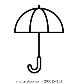 Umbrella Vector Outline Icon Isolated On White Background
