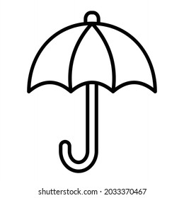 Umbrella Vector Outline Icon Isolated On White Background
