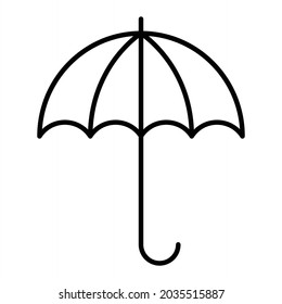 Umbrella Vector Outline Icon Isolated On White Background
