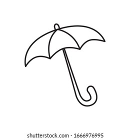 
umbrella vector outline icon in linear style. For coloring in the children's magazine. Isolated background.