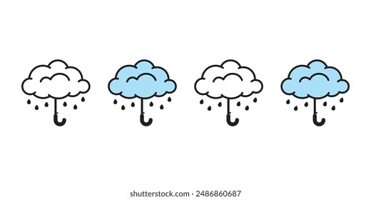 umbrella vector rain cloud rain logo icon cartoon character illustration symbol clip art isolated