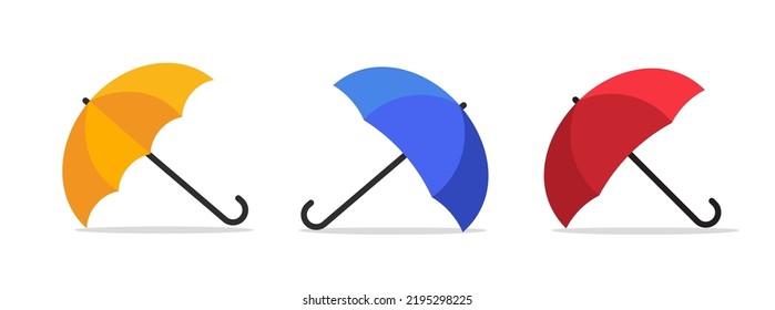 Umbrella vector red blue yellow icon vector isolated cut out clip art graphic object flat cartoon design illustration  