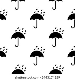 Umbrella vector seamless icon background. Rain protection umbrella water symbol. Rain safety sign drop icon isolated