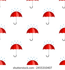 Umbrella vector seamless pattern. Rain protection umbrella water symbol. Rain safety sign drop icon isolated