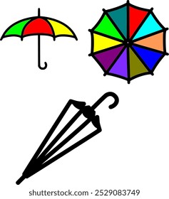 Umbrella Vector Set, Stylish Sunshade Designs, Rainshade Illustrations, Parasol Graphics for Outdoor Use, Weather Accessories, Digital Art