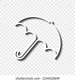 Umbrella vector simple icon. Flat desing. White with shadow on transparent grid.ai