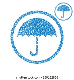 Umbrella vector simple single color icon isolated on white background with sketch lined hand drawn texture.