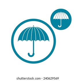 Umbrella vector simple single color icon isolated on white background, includes invert version for you to choose.