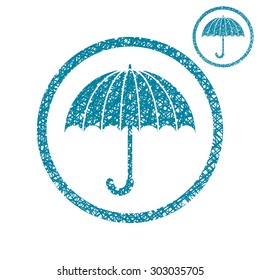 Icono de un solo color del vector del paraguas aislado en fondo blanco con textura dibujada a mano con esbozo.