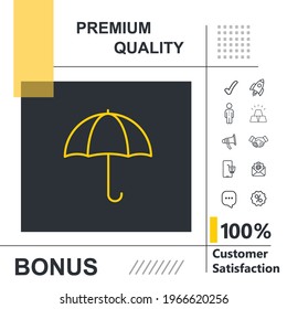 Umbrella vector thin line icon with modern background