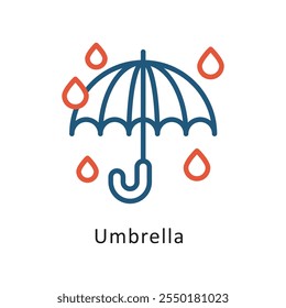 Umbrella Vector Two Color Outline IconIcon. Eps 10 file