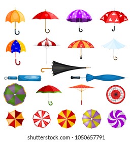 Umbrella vector umbrella-shaped rainy protection open or closed and parasol illustration set of protective cover isolated on white background