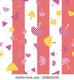 Umbrella Vertical Stripe Seamless Pattern. Vector illustration. Great for birthday, party, gift wrapping, wallpaper, textile and scrapbook